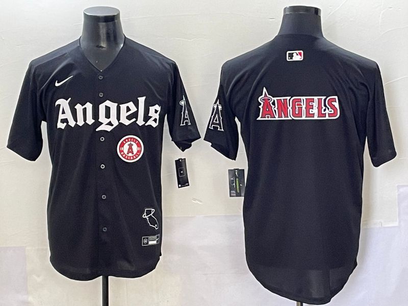 Men 2025 Los Angeles Angels Blank Black Five generations Joint Name Nike MLB Jersey style 12